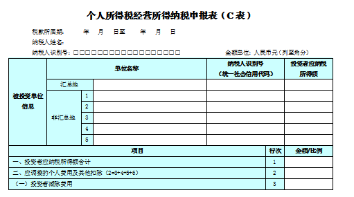 个人所得税经营所得纳税申报表C表